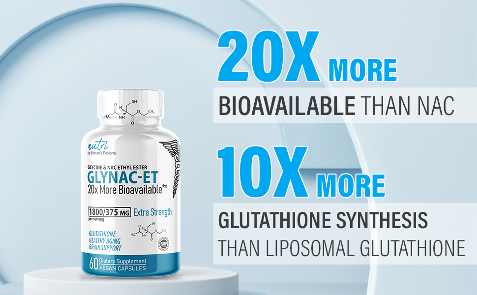 Nutri GlyNACET EXTRA Strength (Glycine W/ NAC Ethyl Ester, Molybdenum & Selenium) 1800/375mg, 60 Capsule