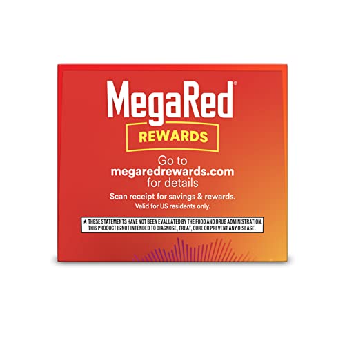 MegaRed Antarctic Krill Oil 500mg Omega 3 Fatty Acid Supplement, Extra Strength EPA & DHA Krill Oil Softgels (90cnt Box), Astaxanthin, Heart Health Supplement with No Fish Oil Aftertaste