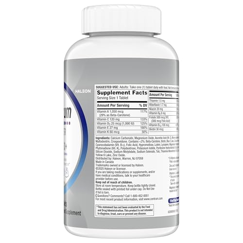 Centrum Silver Men's 50+ Multivitamin with Vitamin D3, B-Vitamins, Zinc for Memory and Cognition - 200 Tablets