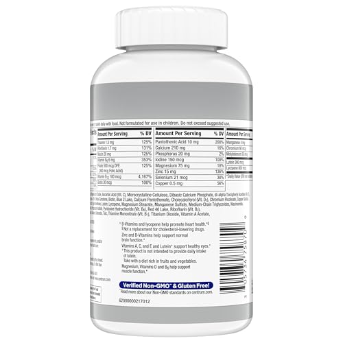 Centrum Silver Men's 50+ Multivitamin with Vitamin D3, B-Vitamins, Zinc for Memory and Cognition - 200 Tablets