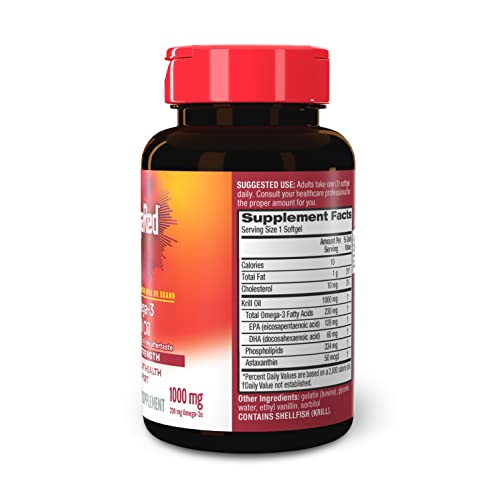 MegaRed Antarctic Krill Oil 500mg Omega 3 Fatty Acid Supplement, Extra Strength EPA & DHA Krill Oil Softgels (90cnt Box), Astaxanthin, Heart Health Supplement with No Fish Oil Aftertaste