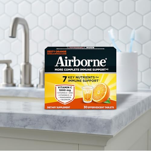 Airborne 1000mg Vitamin C, Effervescent Tablets, 3 Flavors