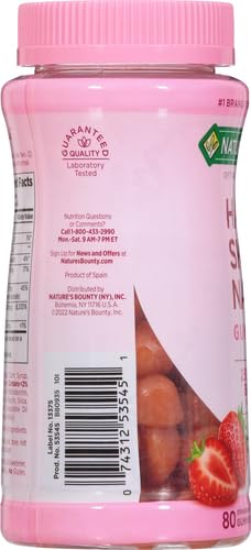 Nature's Bounty Hair, Skin & Nails Biotin, 2500 mcg, Strawberry, 80 Count