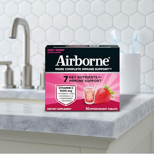 Airborne 1000mg Vitamin C, Effervescent Tablets, 3 Flavors