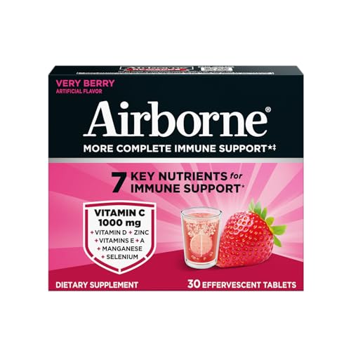 Airborne 1000mg Vitamin C, Effervescent Tablets, 3 Flavors