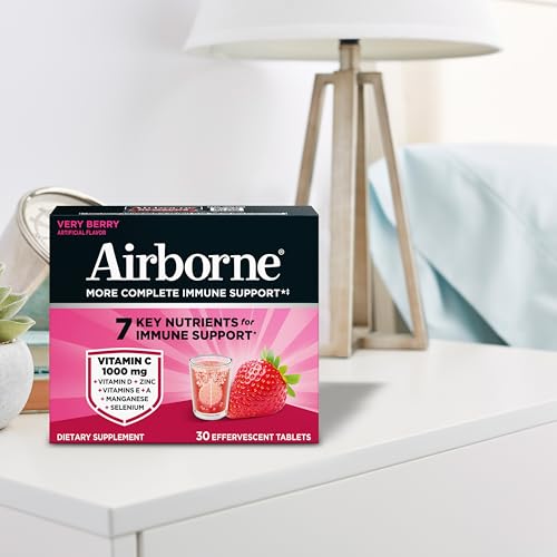 Airborne 1000mg Vitamin C, Effervescent Tablets, 3 Flavors