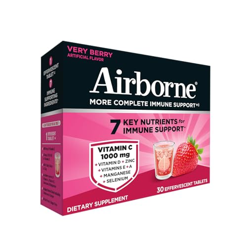 Airborne 1000mg Vitamin C, Effervescent Tablets, 3 Flavors