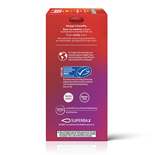 MegaRed Antarctic Krill Oil 500mg Omega 3 Fatty Acid Supplement, Extra Strength EPA & DHA Krill Oil Softgels (90cnt Box), Astaxanthin, Heart Health Supplement with No Fish Oil Aftertaste
