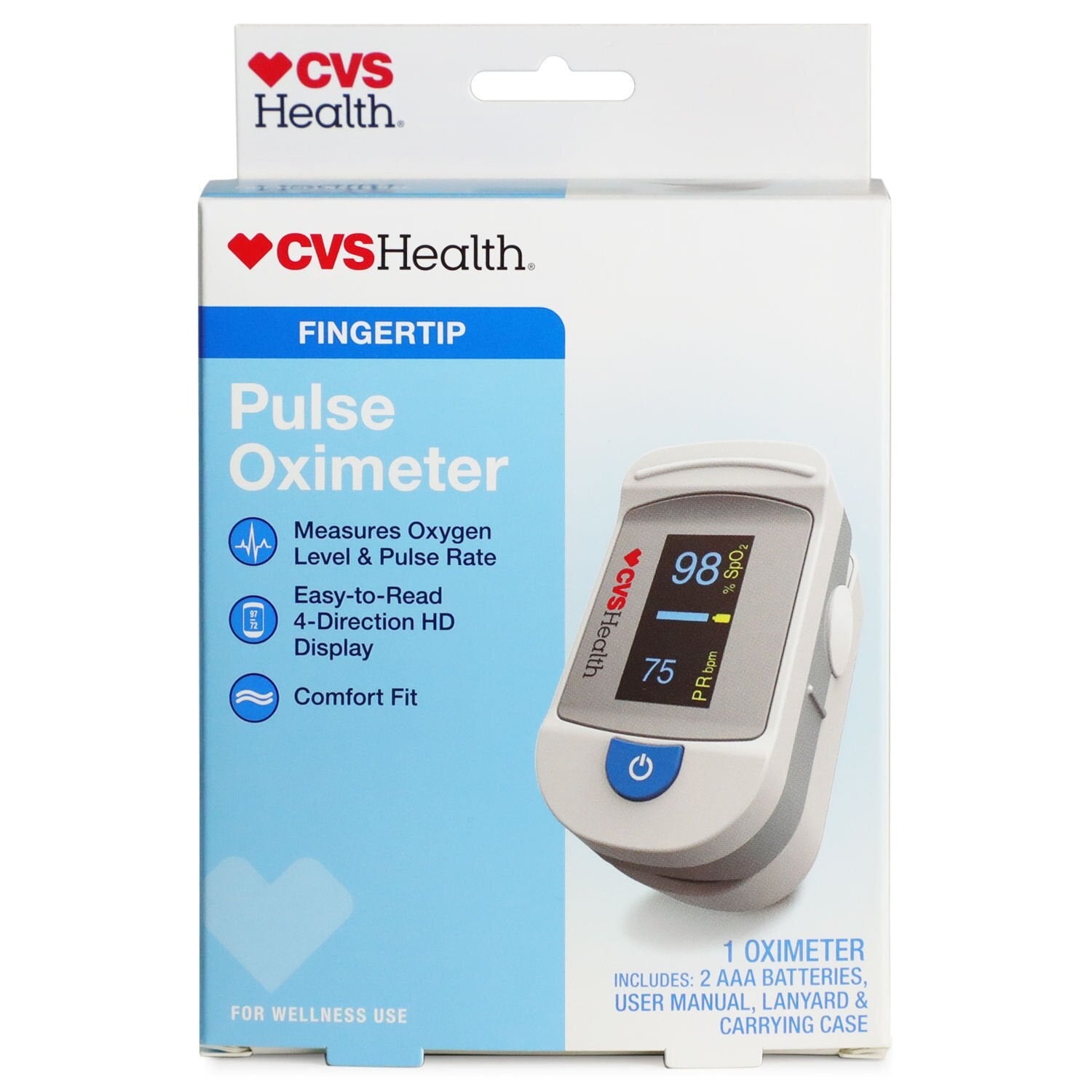 CVS Health Fingertip Pulse Oximeter for Accurate Oxygen Level Readings