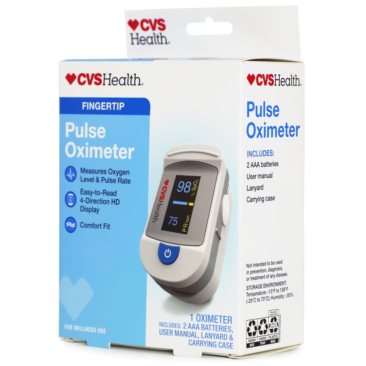 CVS Health Fingertip Pulse Oximeter for Accurate Oxygen Level Readings