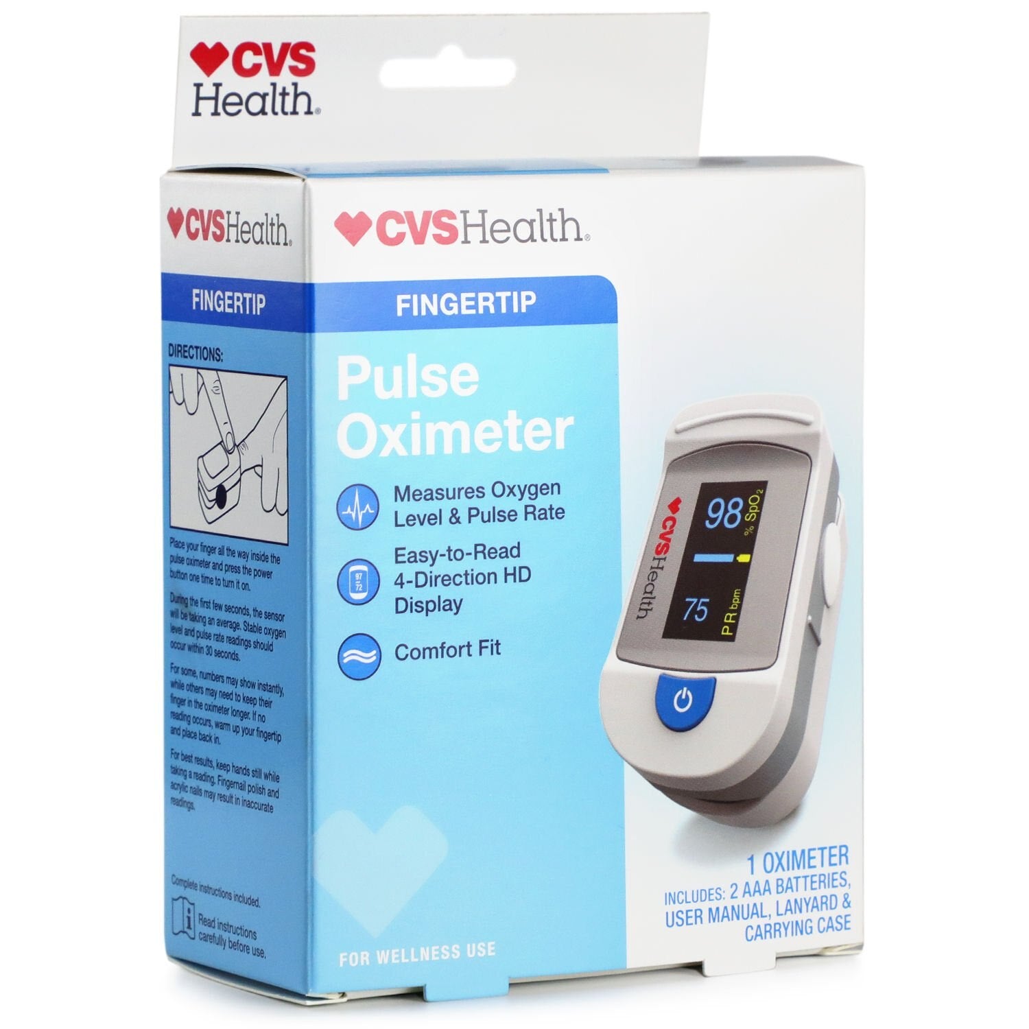CVS Health Fingertip Pulse Oximeter for Accurate Oxygen Level Readings