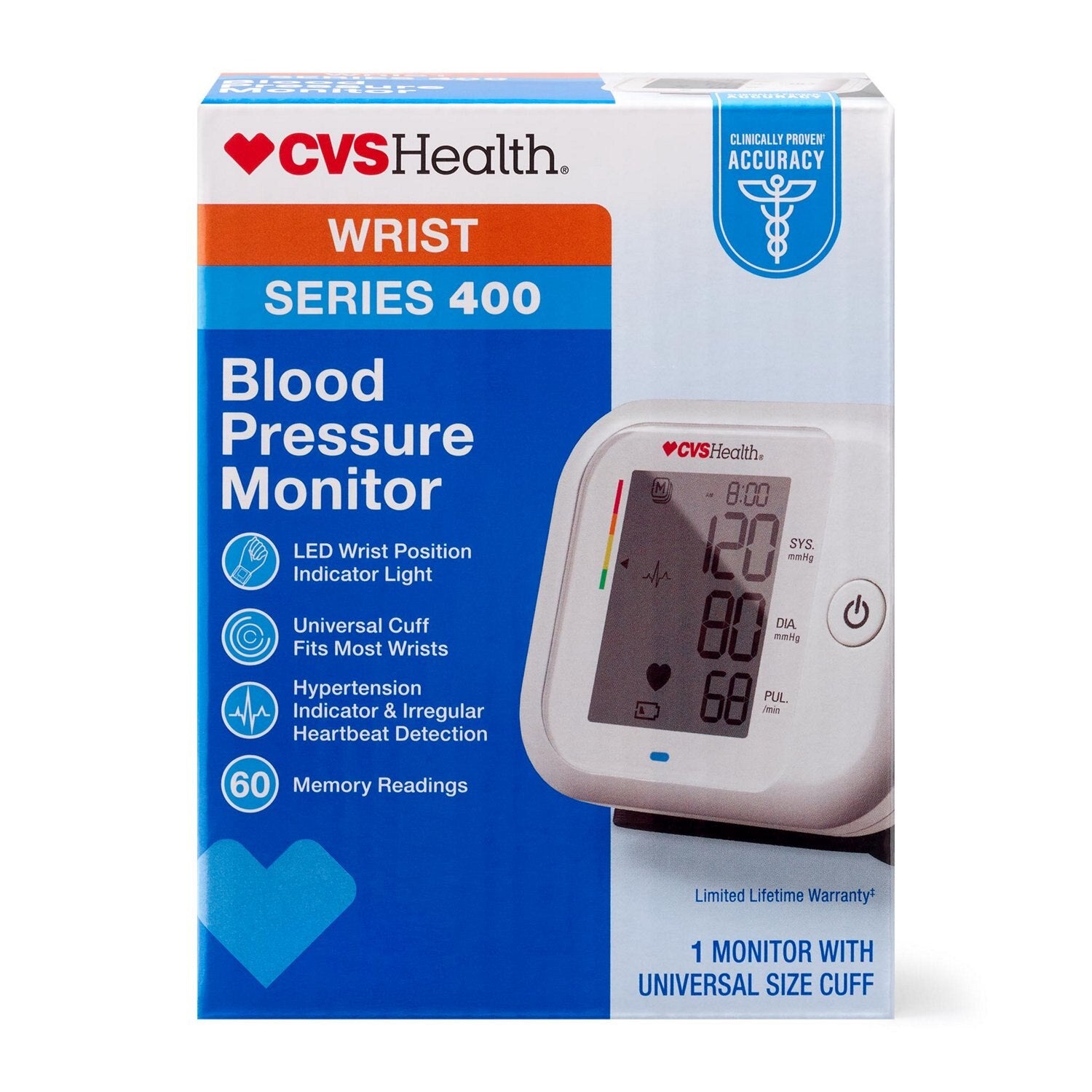 CVS Health Series 400W Automatic Wrist Blood Pressure Monitor with Case