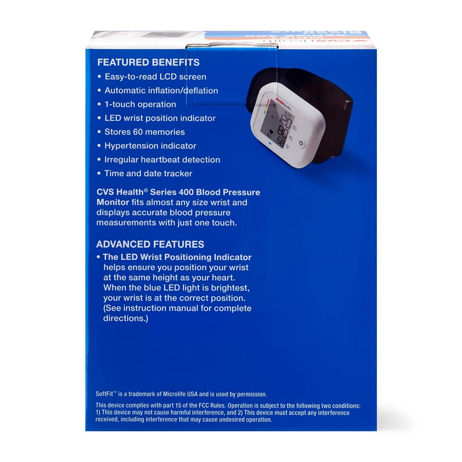 CVS Health Series 400W Automatic Wrist Blood Pressure Monitor with Case