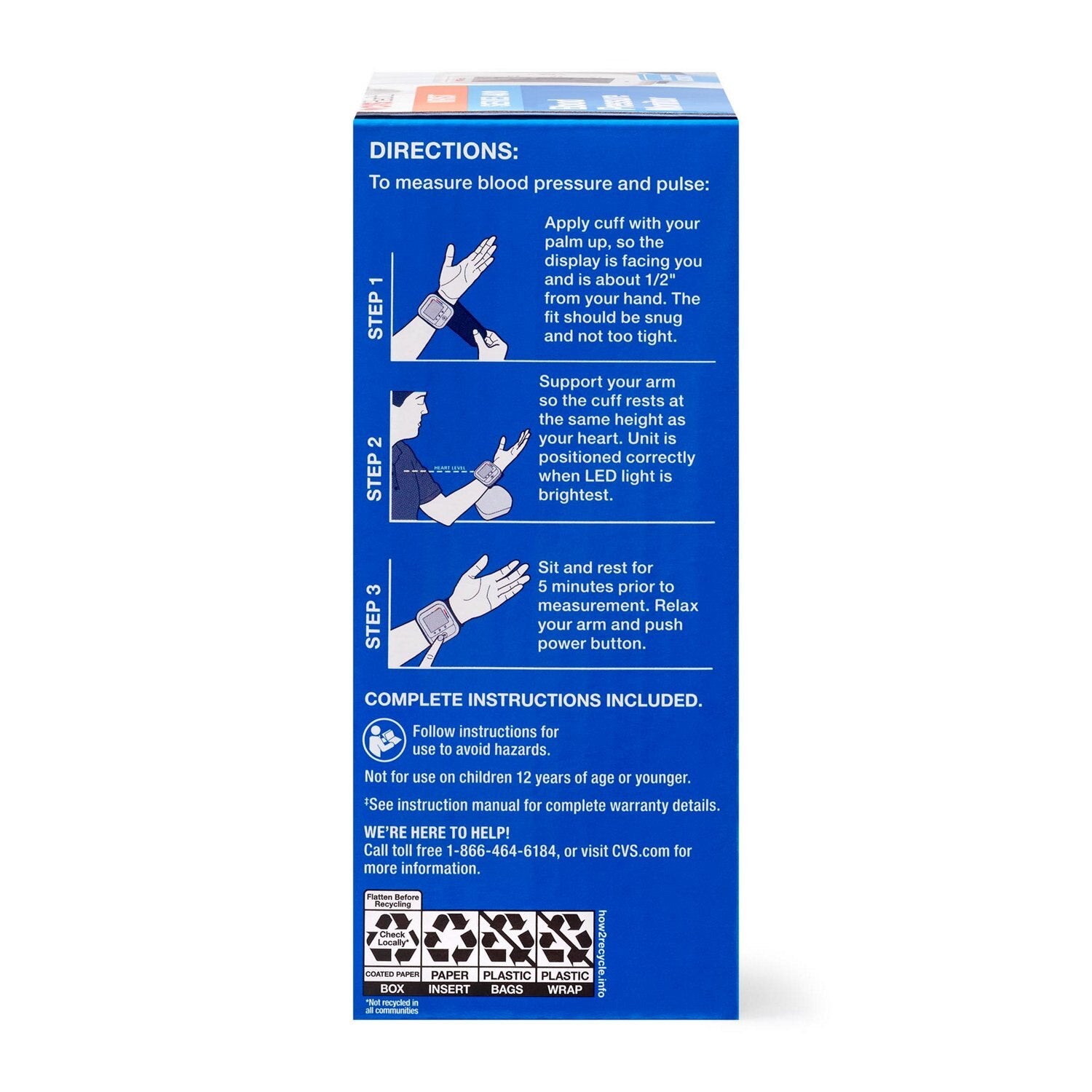 CVS Health Series 400W Automatic Wrist Blood Pressure Monitor with Case