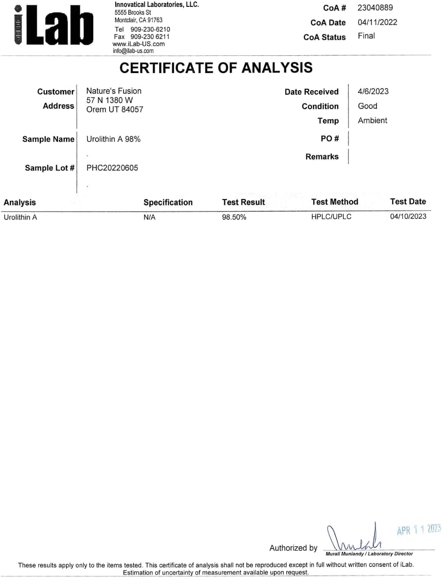 Nutri Urolithin A NAD+ Boost 500 mg, 30 Capsules