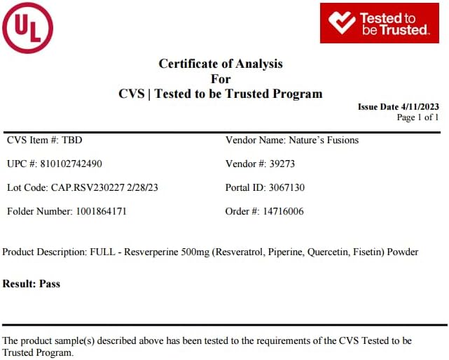Nutri Resveratrol Supplement 1000mg, 60 Capsules