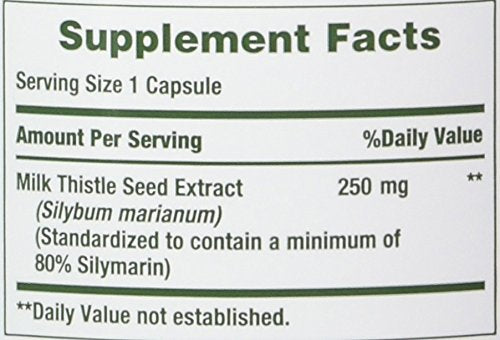 Nature's Bounty Milk Thistle Capsules, 250 mg , 200 Count