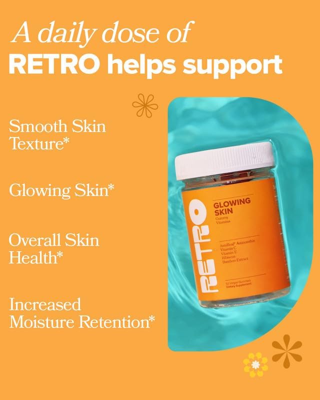 O Positiv RETRO Glowing Skin Gummy Vitamins, 50 Gummies