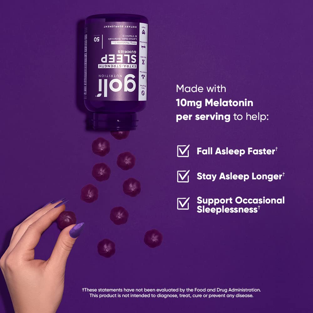 Goli Extra Strength Sleep 10mg Melatonin, 50 gummies