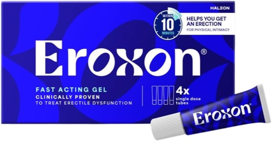 Eroxon Erectile Dysfunction Treatment Gel, Clinically Proven Topical Gel, Helps Get an Erection Within 10 Minutes, 4 Single Use Tubes