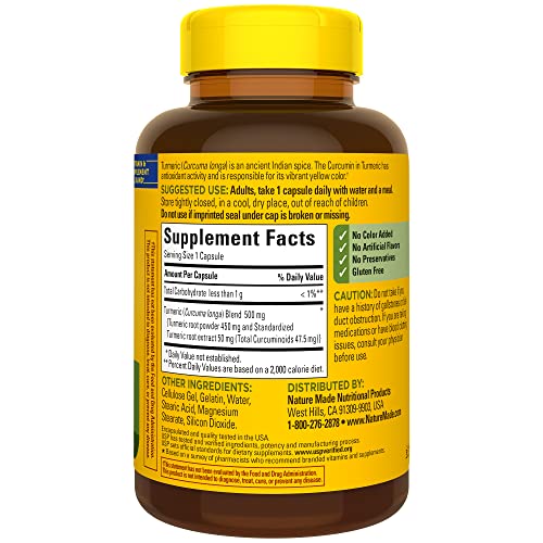 Nature Made Turmeric Curcumin 500 mg Capsules