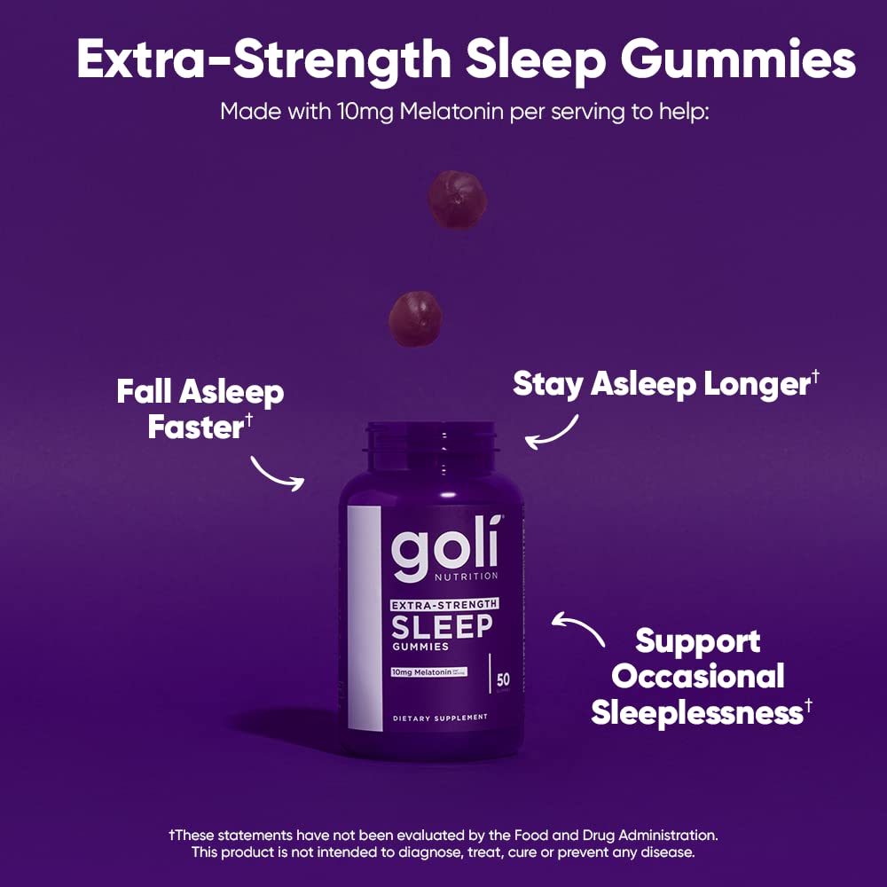 Goli Extra Strength Sleep 10mg Melatonin, 50 gummies