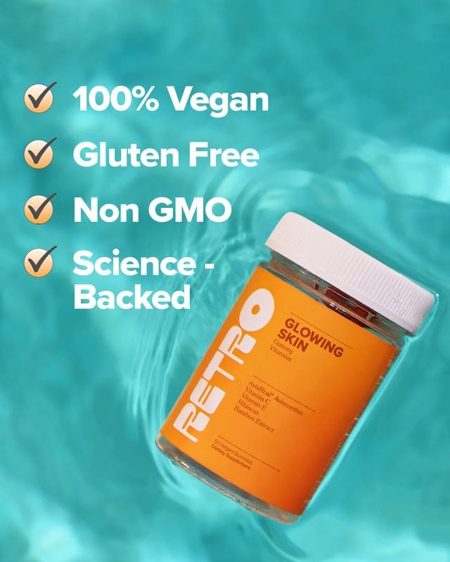 O Positiv RETRO Glowing Skin Gummy Vitamins, 50 Gummies