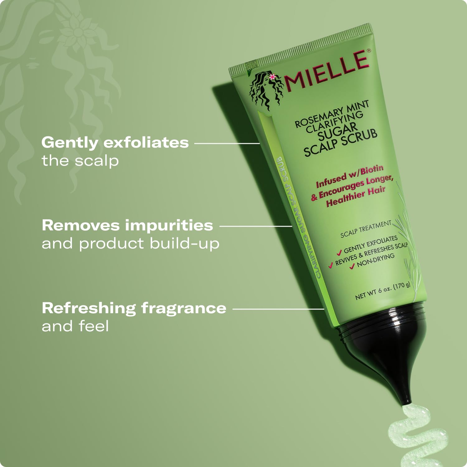 Mielle Organics Rosemary & Mint Sugar Exfoliating Scalp Scrub, 6 Fl Oz