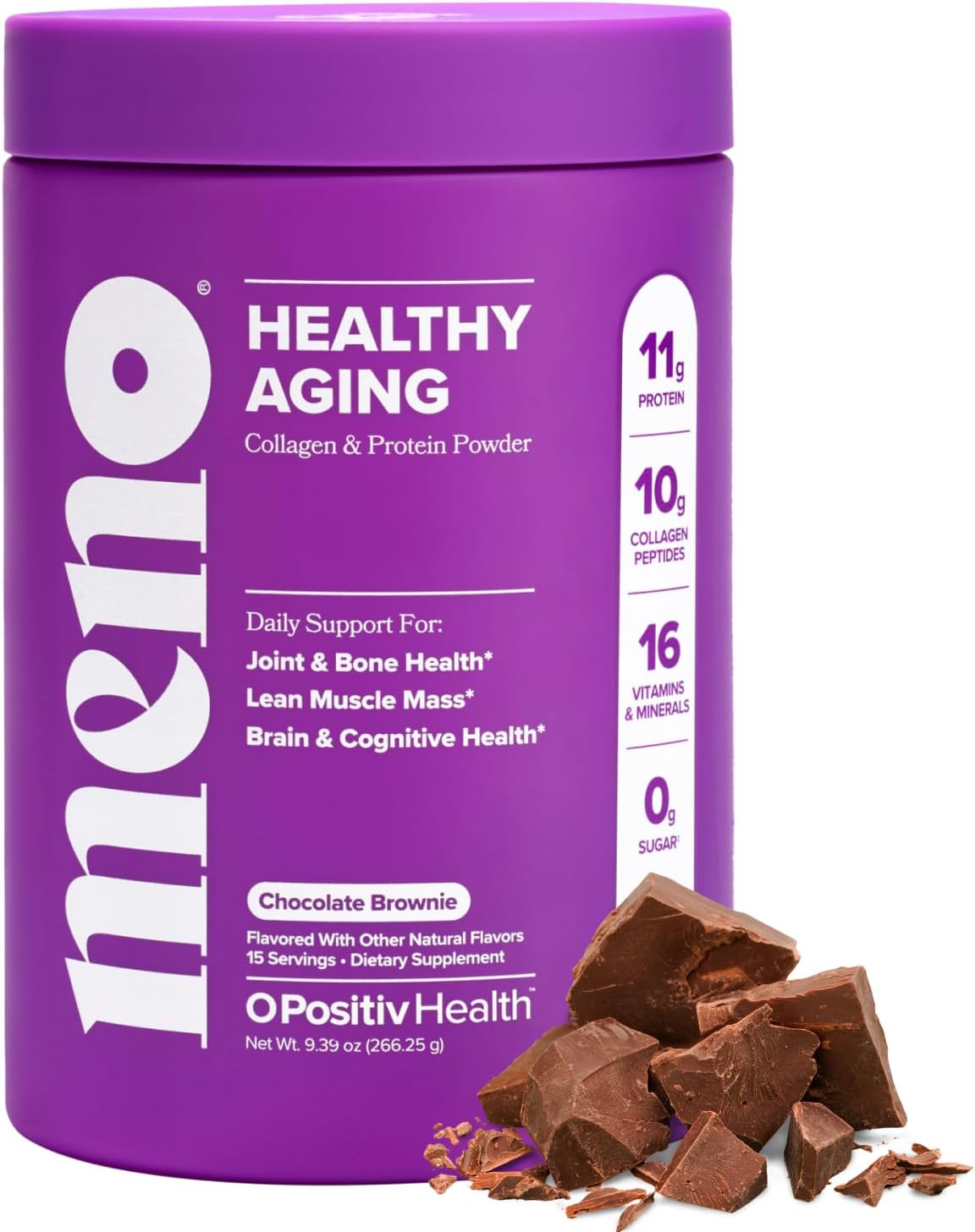 MENO Healthy Aging Collagen & Protein Powder – Support Joint & Bone Health, Lean Muscle Mass, Cognition, Skin & Hair Health – Whey Protein & Collagen – Chocolate Brownie Flavor - 15 Servings