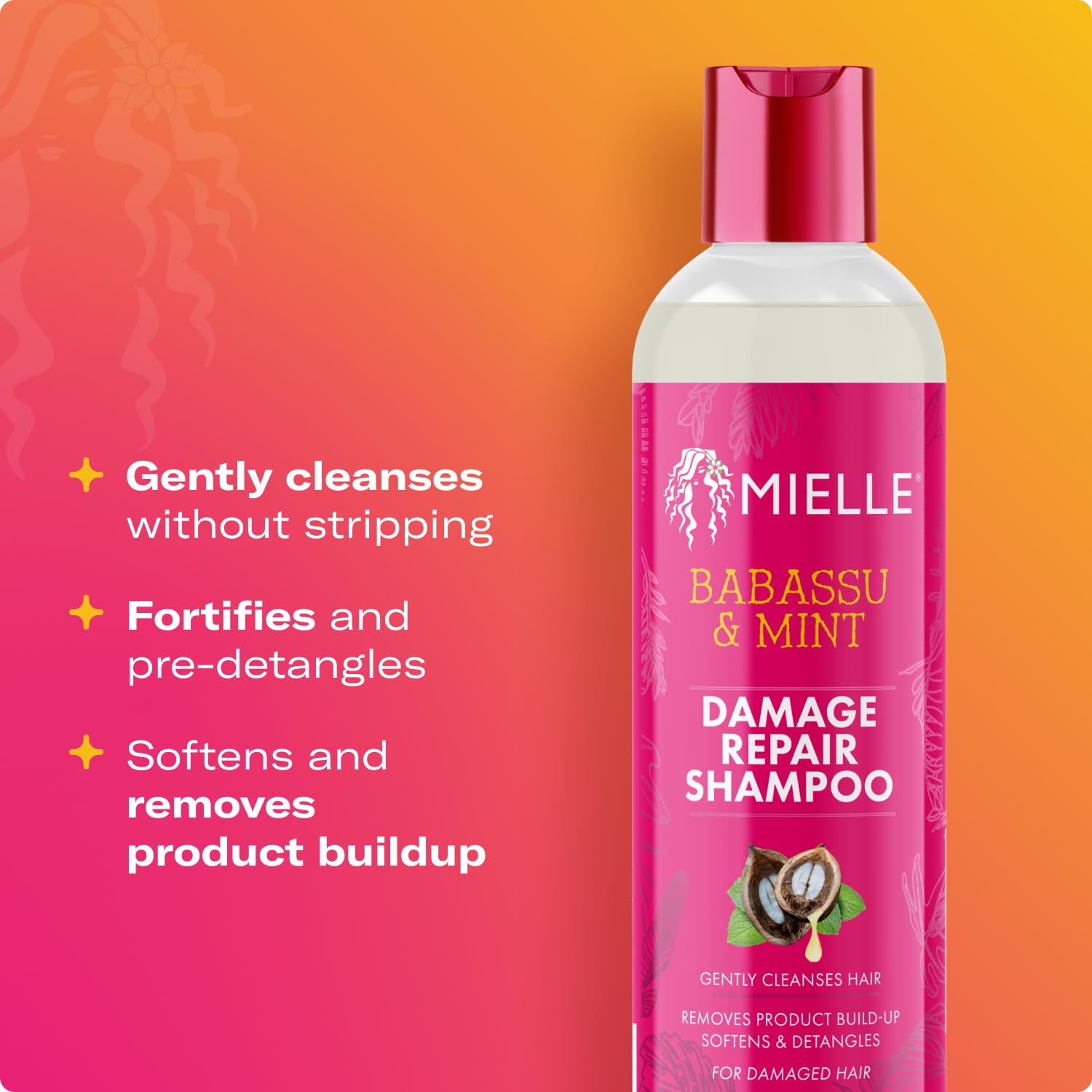 Mielle Organics Babassu & Mint Damage Repair Hair Shampoo 8 fl oz