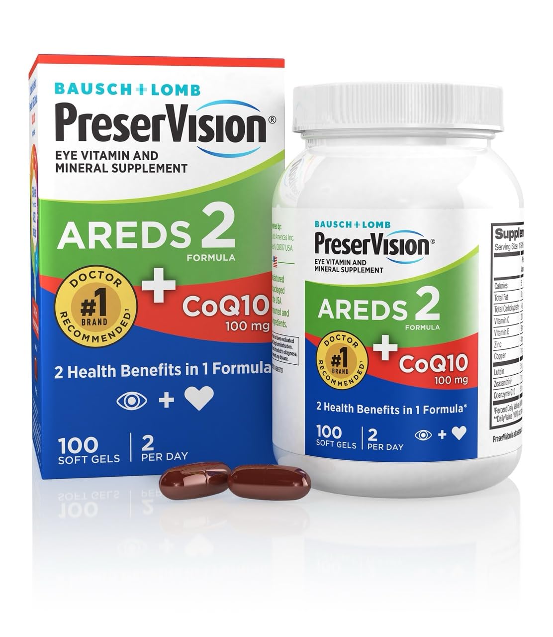 PreserVision AREDS 2 Eye Vitamins with CoQ10, 80 Softgels