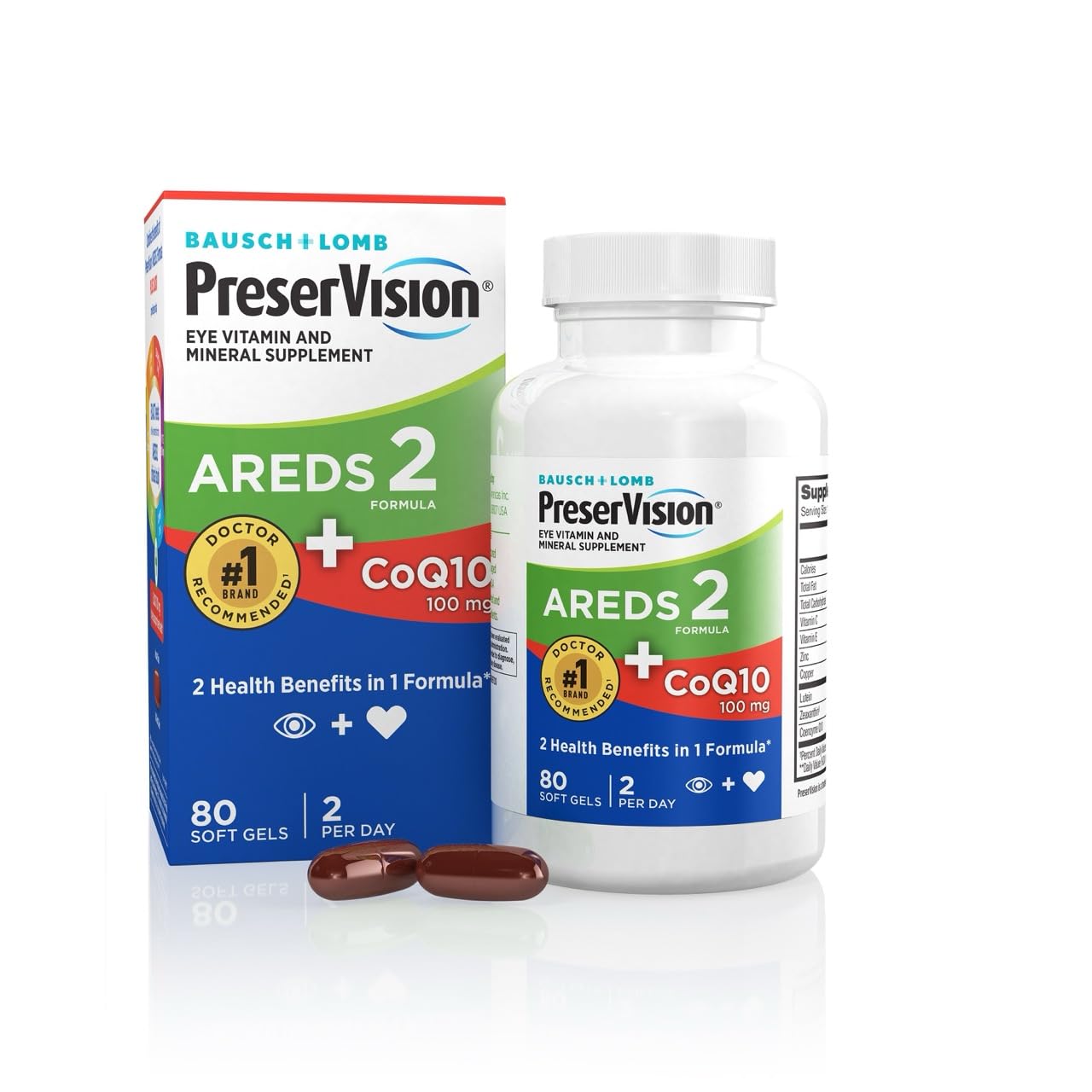PreserVision AREDS 2 Eye Vitamins with CoQ10, 80 Softgels
