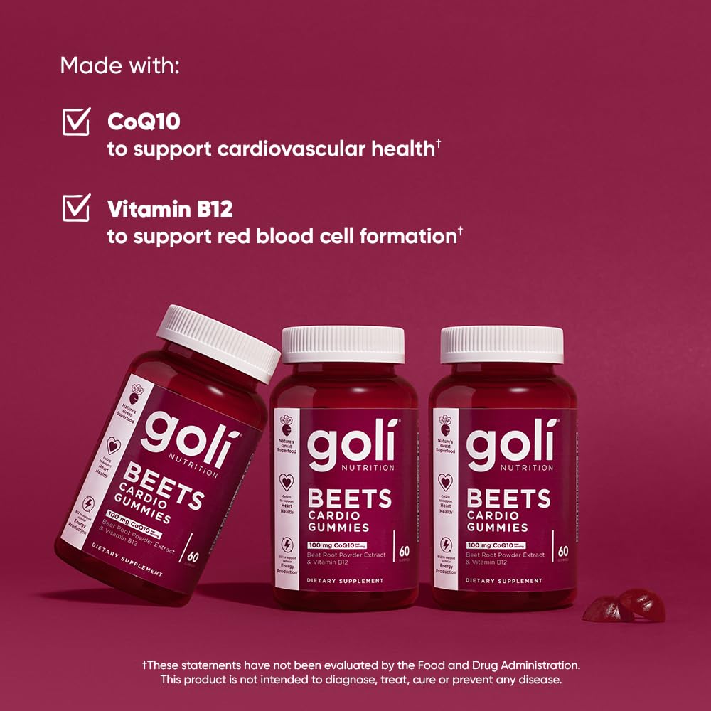 Goli Beets Cardio with CoQ10 and Vitamin B12, 60 Gummies