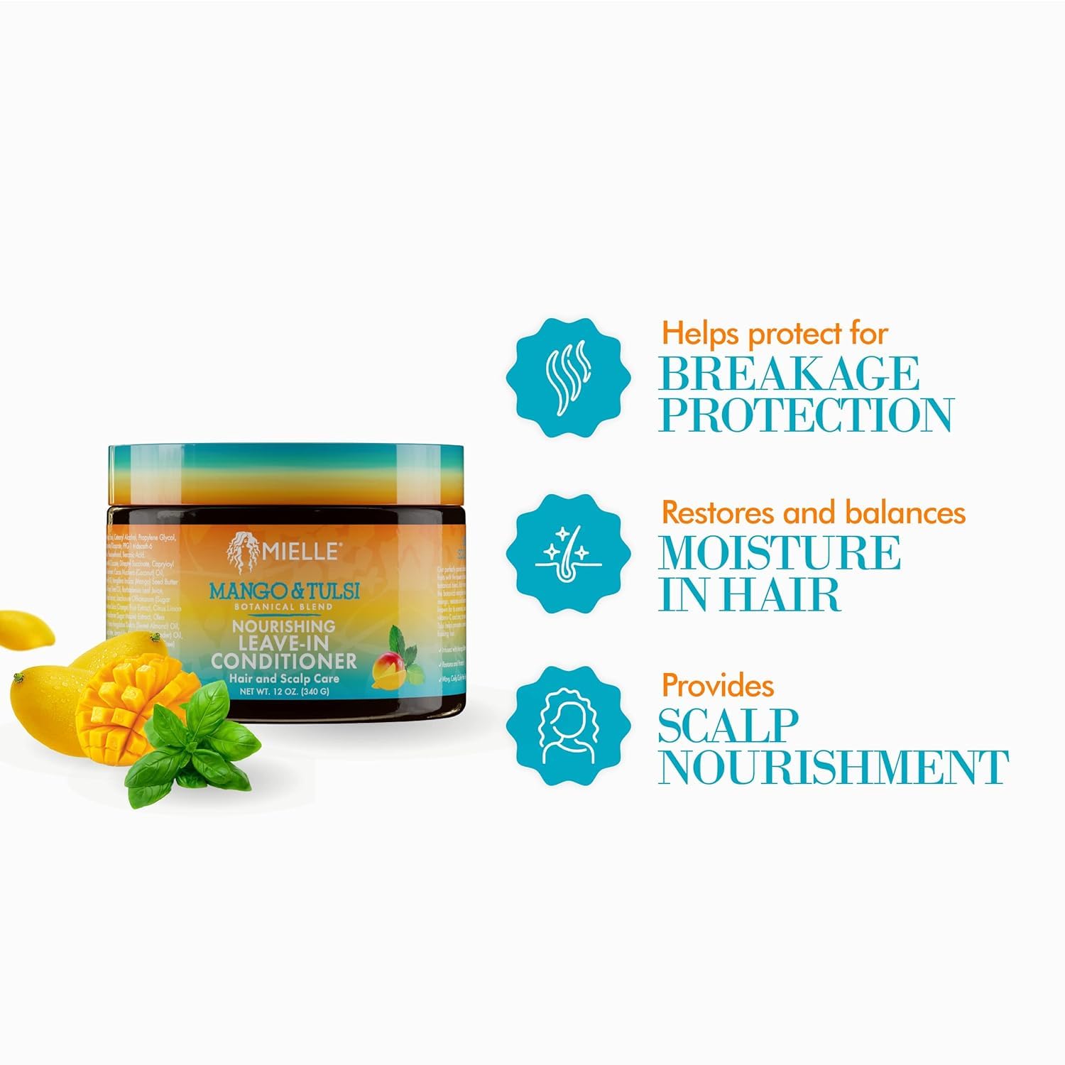 Mielle Organics Mango & Tulsi Nourishing Leave In Conditioner, 12 Oz