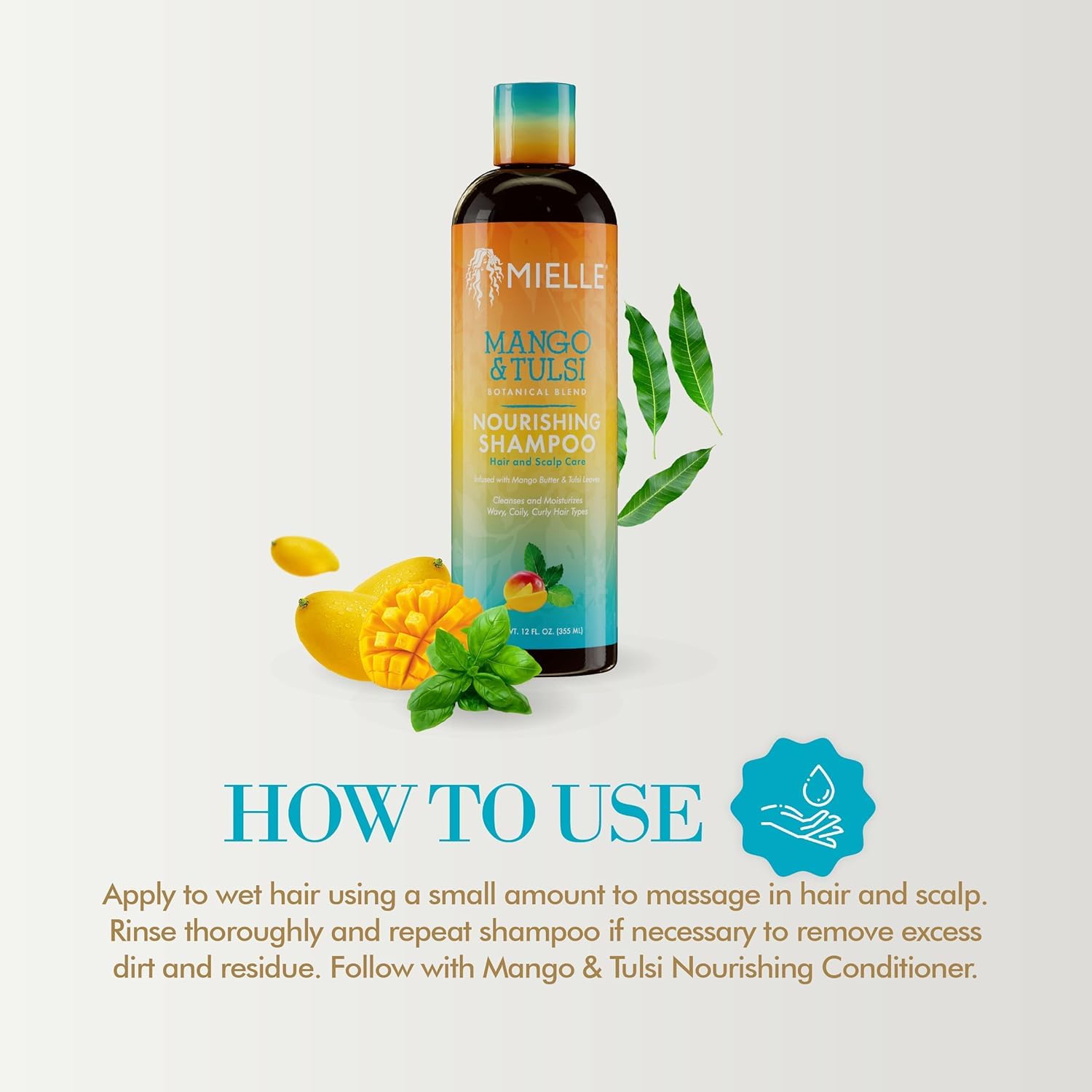 Mielle Organics Mango & Tulsi Nourishing Hair Shampoo, 6 Fl Oz
