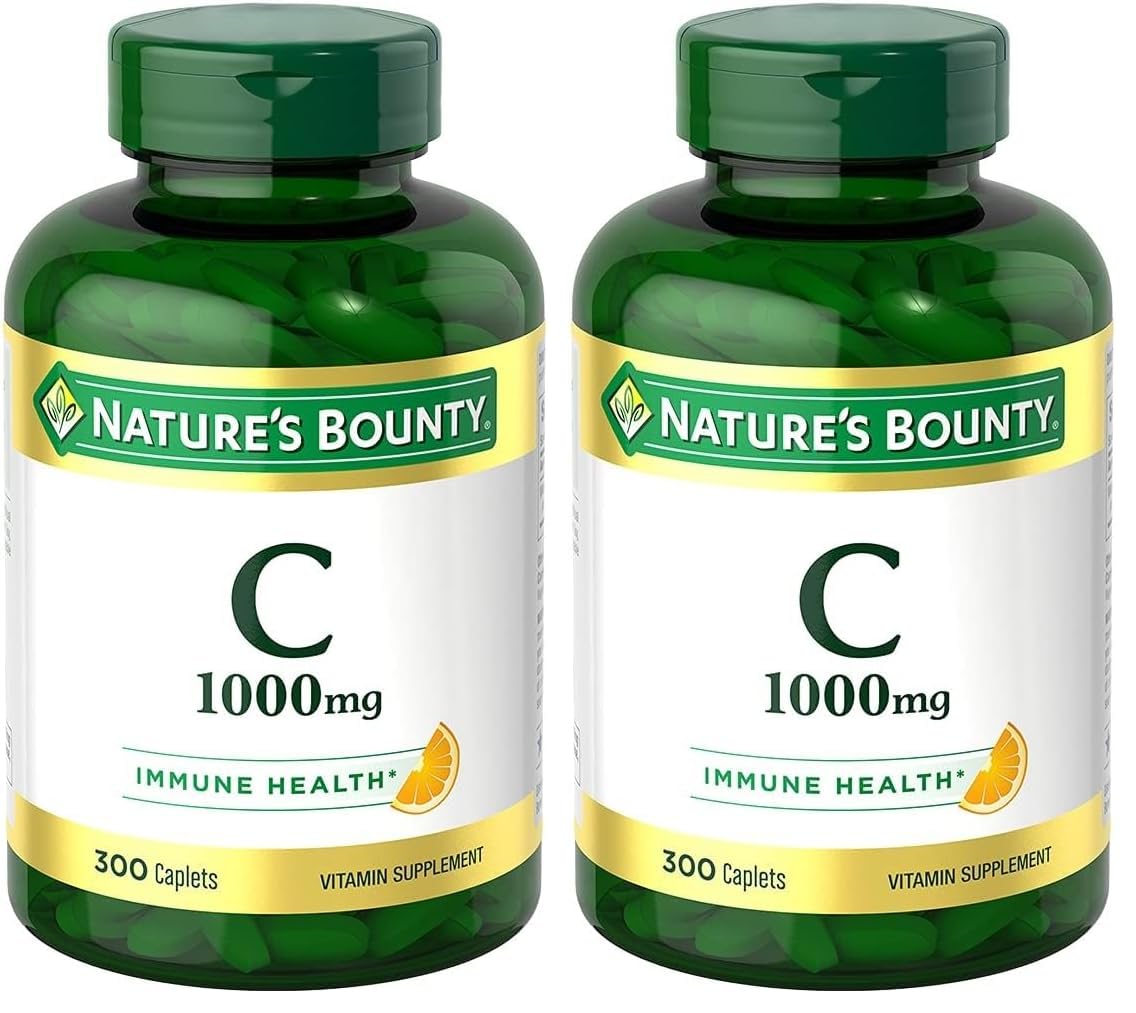 Nature's Bounty Vitamin C 1000mg, Supports Immune and Antioxidant Health, Vitamin C Supplement, 1 Per Day, 300 Vegetarian Caplets