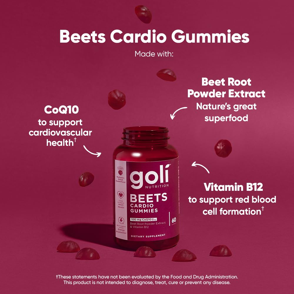 Goli Beets Cardio with CoQ10 and Vitamin B12, 60 Gummies