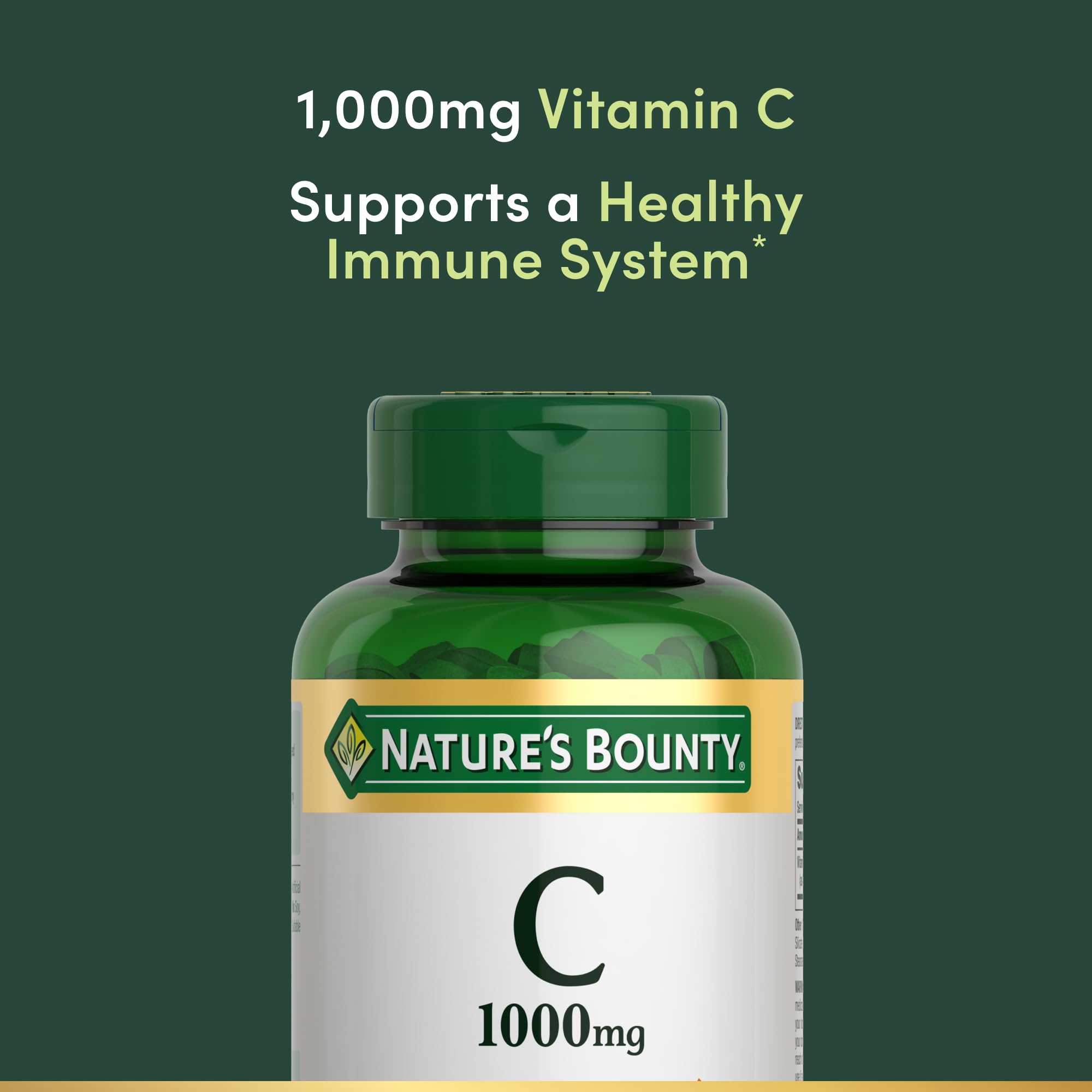 Nature's Bounty Vitamin C 1000mg, Supports Immune and Antioxidant Health, Vitamin C Supplement, 1 Per Day, 300 Vegetarian Caplets