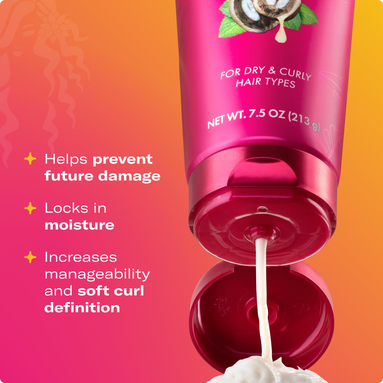 Mielle Organics Babassu & Mint Brazilian Curly Cocktail Curl Cream, 7.5 oz