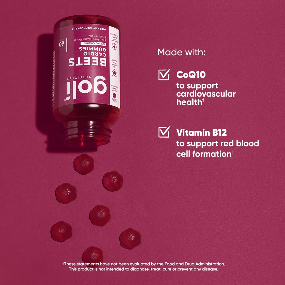Goli Beets Cardio with CoQ10 and Vitamin B12, 60 Gummies