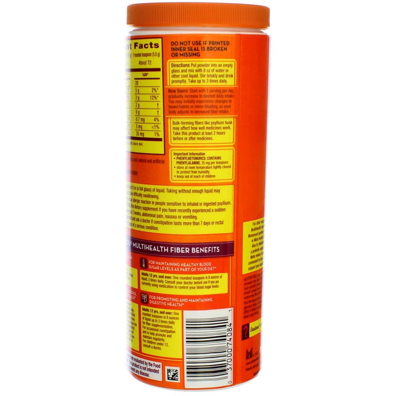 Metamucil 4-in-1 Psyllium Husk Fiber Supplements, Orange Flavores
