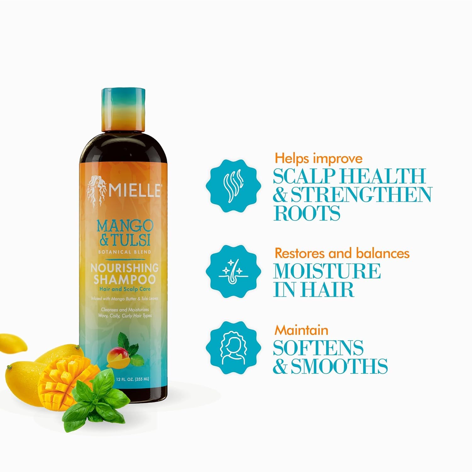 Mielle Organics Mango & Tulsi Nourishing Hair Shampoo, 6 Fl Oz