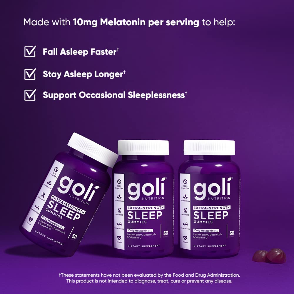 Goli Extra Strength Sleep 10mg Melatonin, 50 gummies