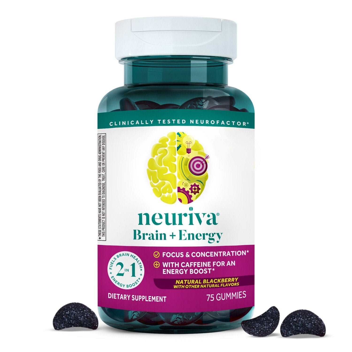 NEURIVA Brain + Energy Gummies, 75 ct