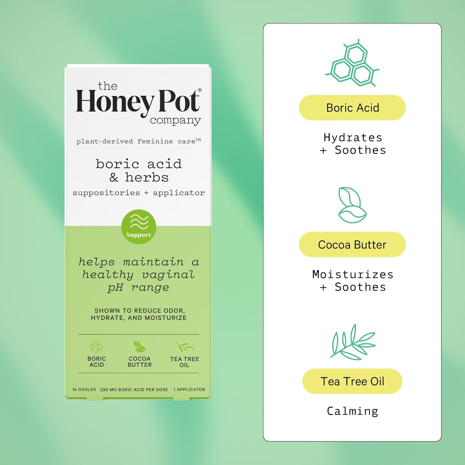 The Honey Pot Company Boric Acid & Herbs Suppositories
