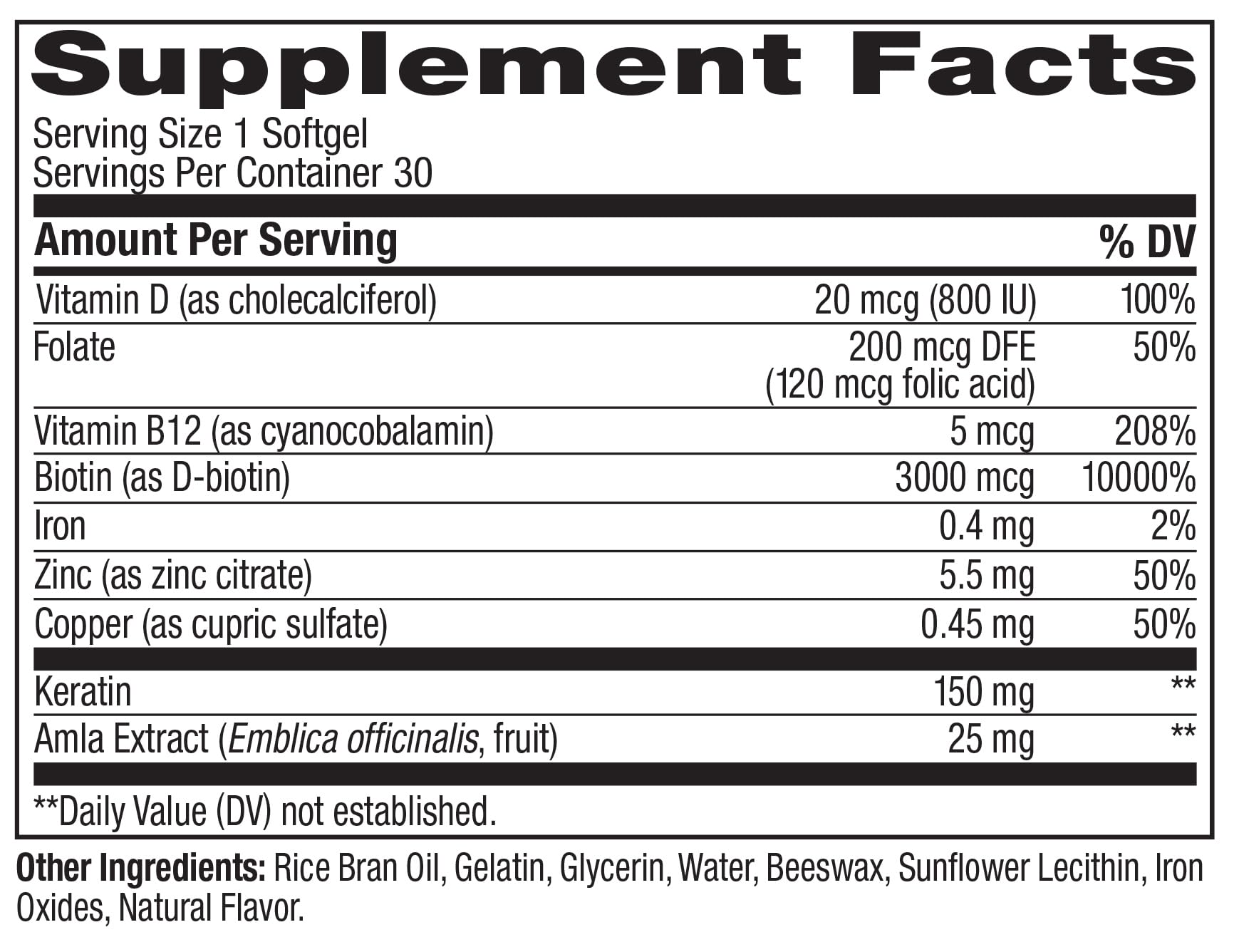 OLLY Ultra Strength Hair, 30 Softgels