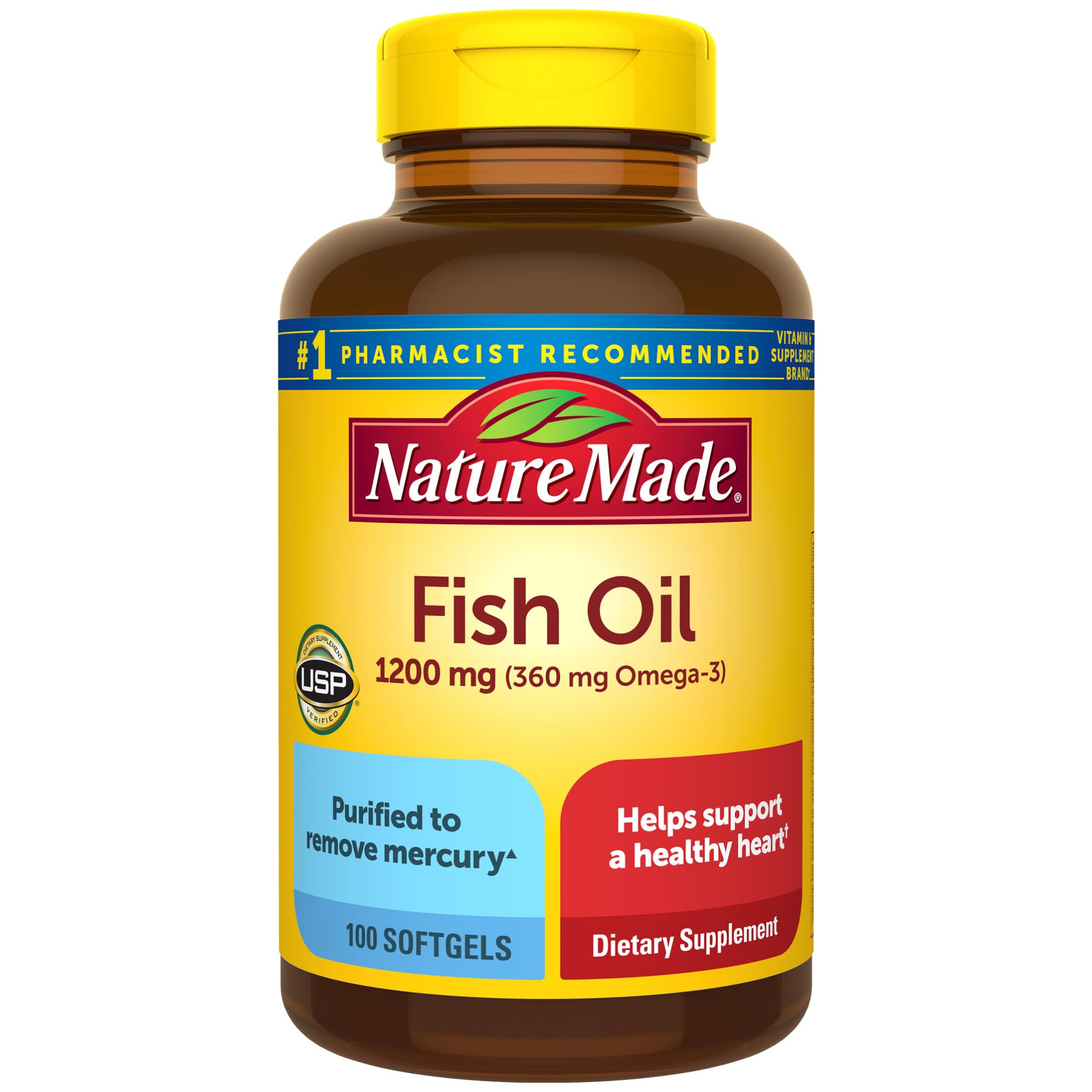 Nature Made Fish Oil Omega 3, 1200mg, 100 Softgels