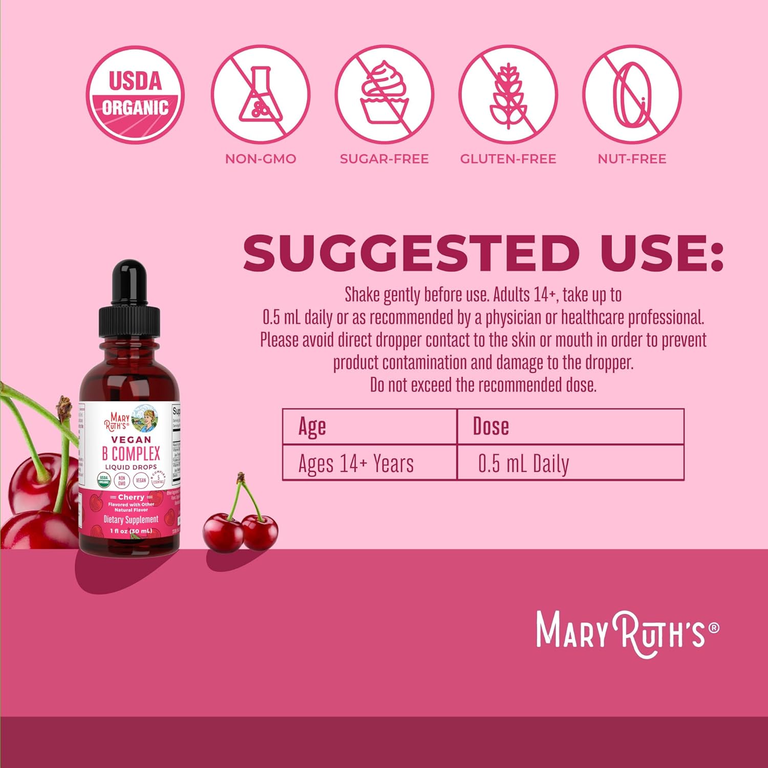 MaryRuth Organics Vegan B-Complex Drops, 1oz