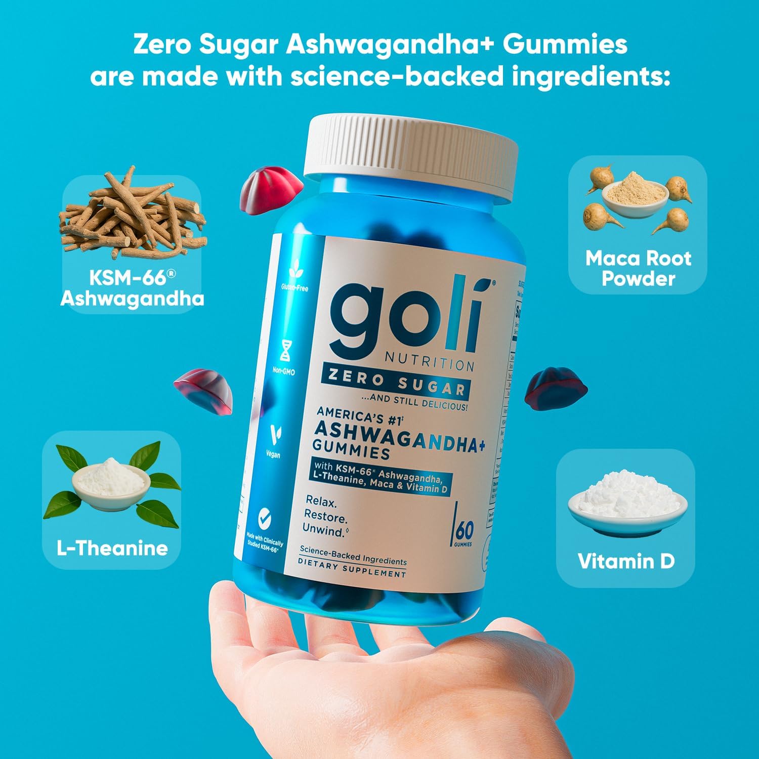 Goli Zero Sugar Ashwagandha, 60 Gummies