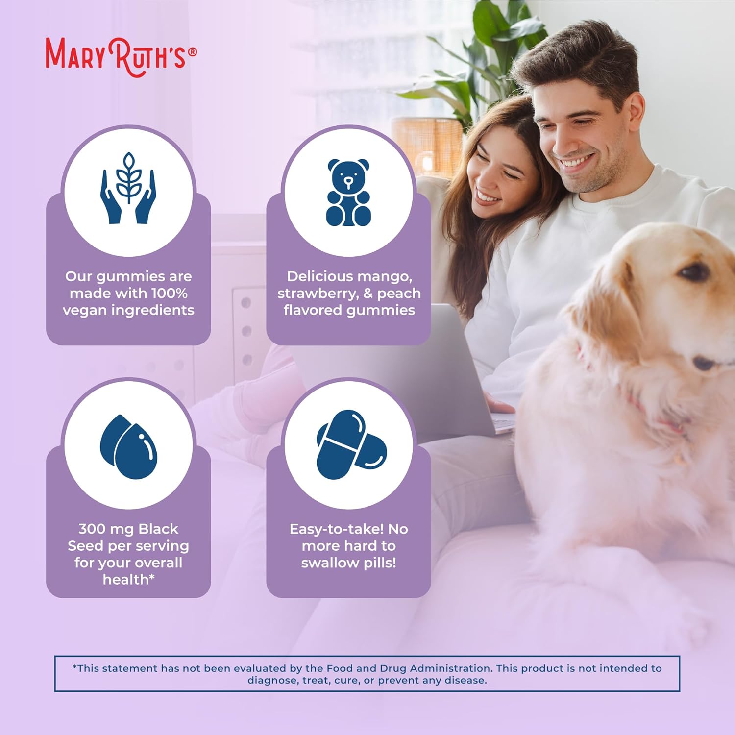 MaryRuth Organics Black Seed Oil Gummies, 60 Gummies